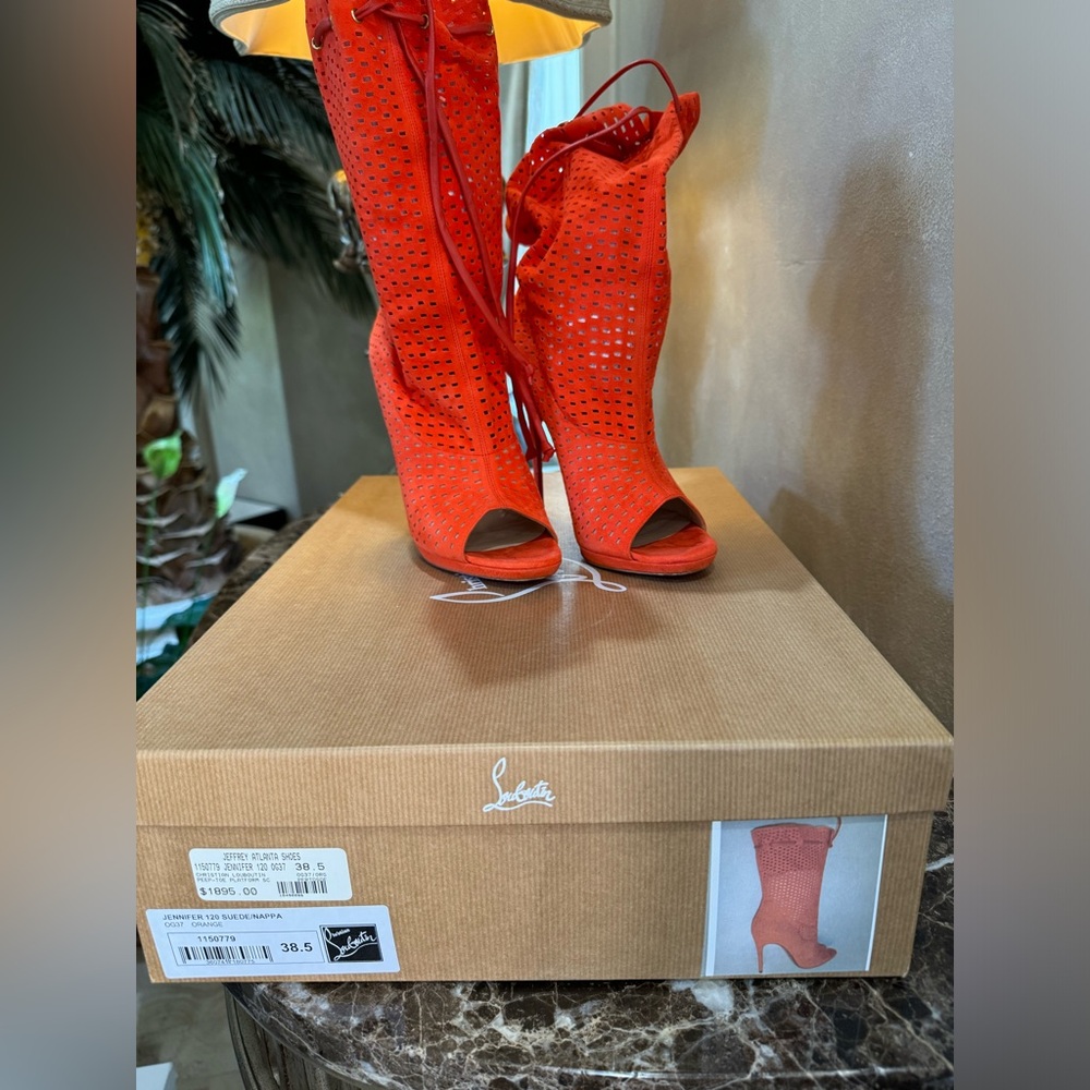 Christian Louboutin - Jennifer 120 Suede/Nappa - Orange - Size 38.5